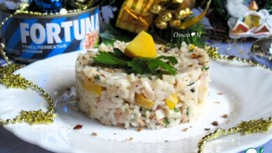 Photo of Рисовый салат «Тунец и кальмары»